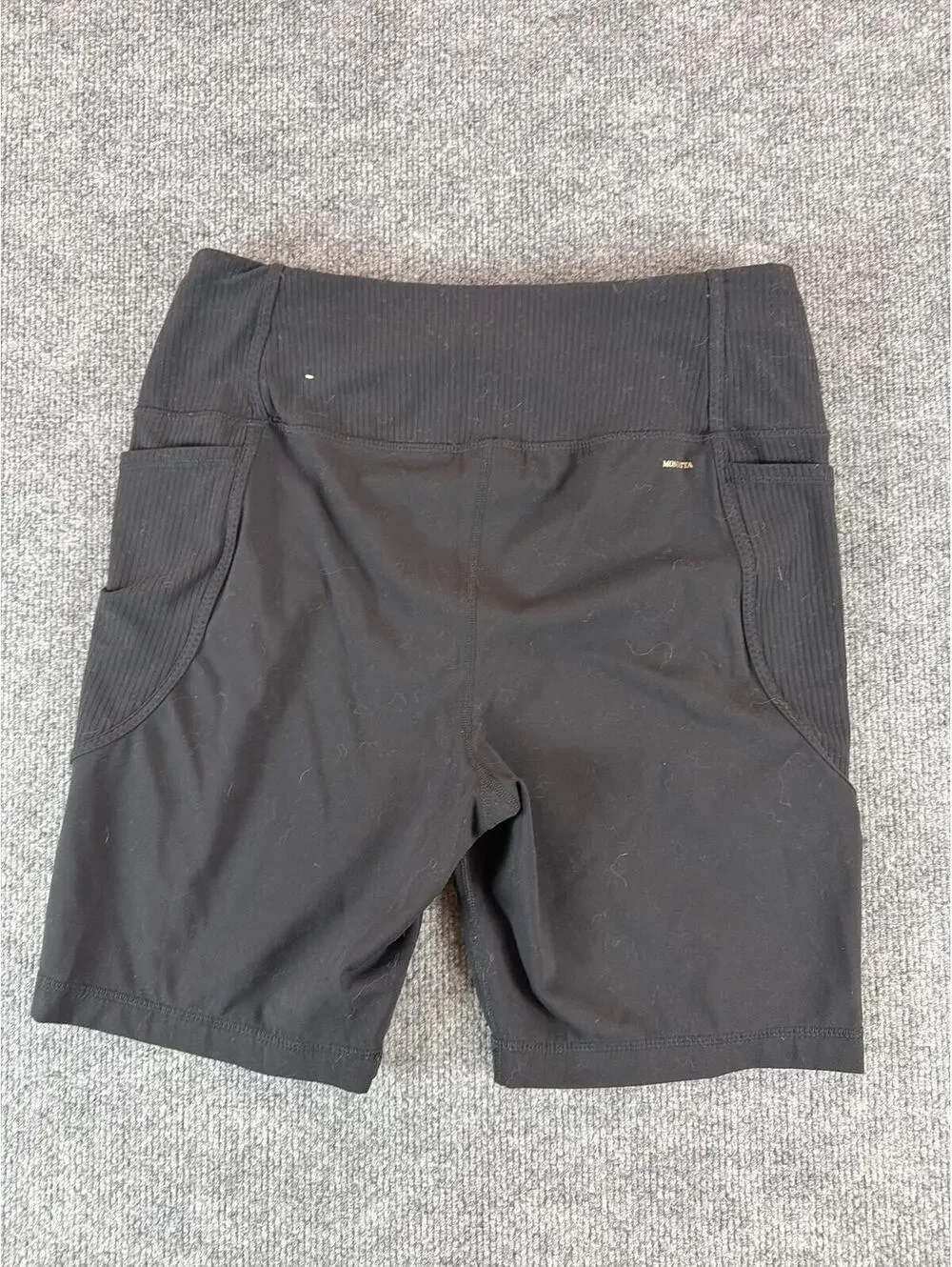 Mondetta Black Athletic Biker Shorts Ribbed‎ Side Phone Pockets - Large, Running